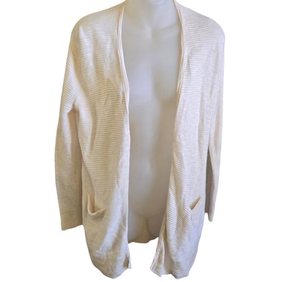 Madewell Womens Cardigan Sweater XS Summer Ryder in Stripe Pearl Ivory Pockets - Picture 2 of 9